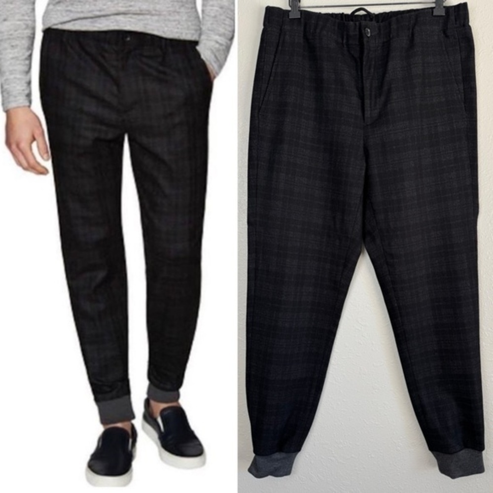Vince wool blend black gray plaid jogger pants 34 - Picture 12 of 12